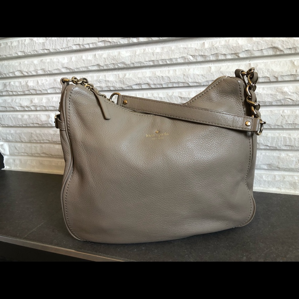 Vintage Kate Spade Taupe Leather Shoulder Bag